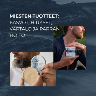 Miesten tuotteet: kasvot, Hiukset, vartalo ja parran hoito