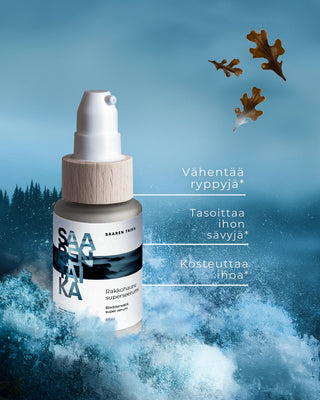 Rakkohauru Superseerumi, vähentää tutkitusti ryppyjä, maksaläiskiä, punoitusta ja ihohuokosia
