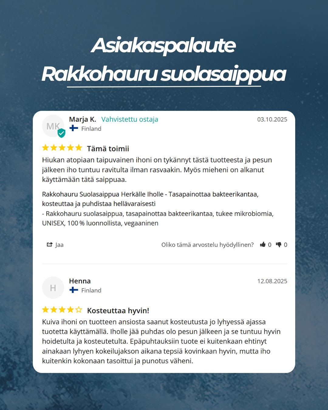 Rakkohauru suolasaippua herkälle iholle, tasapainottaa ihosi mikrobiomia, kosteuttaa ja puhdistaa hellävaraisesti
