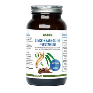 Sinkki + Karnosiini + Glutamiini -juomajauhe 120g - Biomed Lisäravinne Biomed