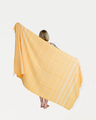 Hamam-pyyhe Sulo Sinapinkeltainen ripustuslenkillä, 100% puuvillaa, 175x100cm, 250g