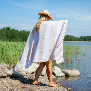Hamam-pyyhe! Seilori Beige, kierrätyspuuvillaa, Koko 95x175cm, 250g, 100% puuvillaa