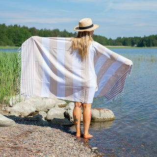 Hamam-pyyhe! Seilori Beige, kierrätyspuuvillaa, Koko 95x175cm, 250g, 100% puuvillaa
