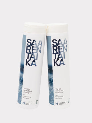 Saaren Taika hiuksia uudistava  shampoo ja hoitoaine, hiustenhoitosetti hiusten ja hiupohjan haasteisiin