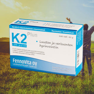 K2 Plus + D3- ja C-vit. 100 tabl. 40 g - Fennovita Lisäravinne Fennovita