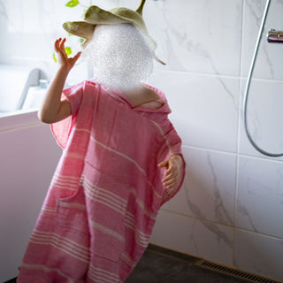 Lasten kylpyponcho Hamam Sulo Pinkki, 100% puuvillaa