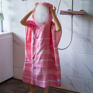 Lasten kylpyponcho Hamam Sulo Pinkki, 100% puuvillaa