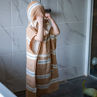 Children's Bath Poncho - Orange, 100% Cotton