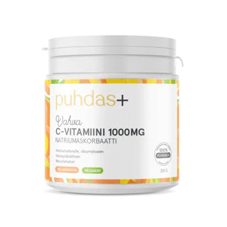C-vitamiini 1.000 mg (natriumaskorbaatti), 180 annosta - Puhdas+ Lisäravinne Puhdas+