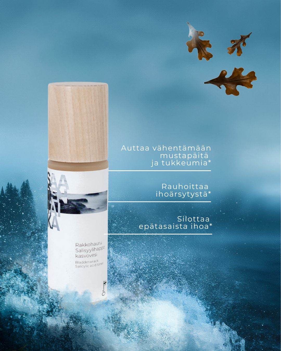Rakkohauru Salisyylihappo kasvovesi, avaa ihohuokosia, epäpuhtaalle ja herkästi rasvoittuvalle iholle, vegaaninen, 99,85% luonnollista