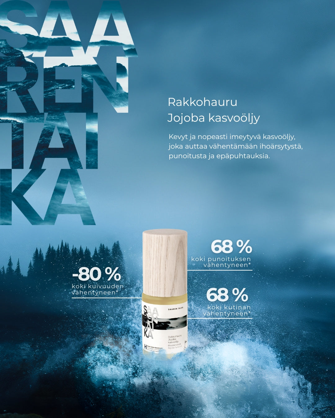 Rakkohauru Jojoba kasvoöljy ärtyneelle, punoittavalle ja epäpuhtauksiin taipuvalle iholle, vegaaninen, 100% luonnollista