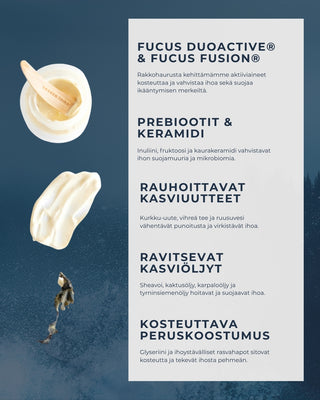 Rakkohauru & Kaktus 24H prebioottinen kasvovoide herkälle, pintakuivalle, mutta rasvoittuvalle iholle, UNISEX