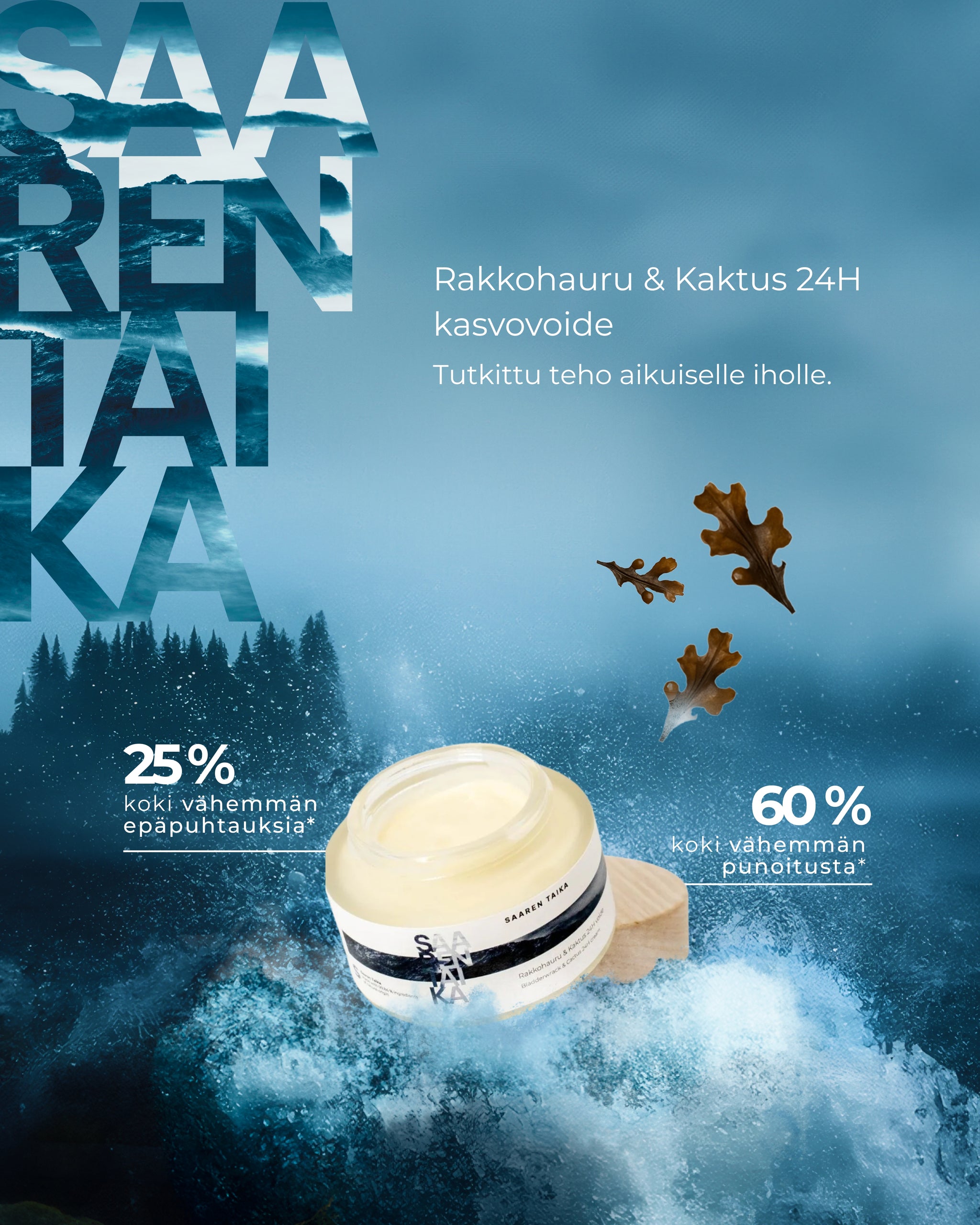 Rakkohauru & Kaktus 24H prebioottinen kasvovoide herkälle, pintakuivalle, mutta rasvoittuvalle iholle, UNISEX