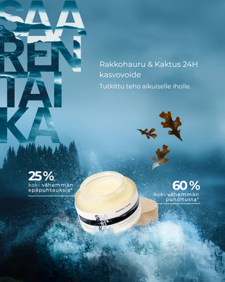 Rakkohauru & Kaktus 24H prebioottinen kasvovoide herkälle, pintakuivalle, mutta rasvoittuvalle iholle, UNISEX
