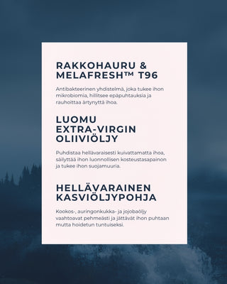 Rakkohauru kasvosaippua, epäpuhtauksiin taipuvaiselle, kuivalle, punoittavalle ja helposti reagoivalle iholle
