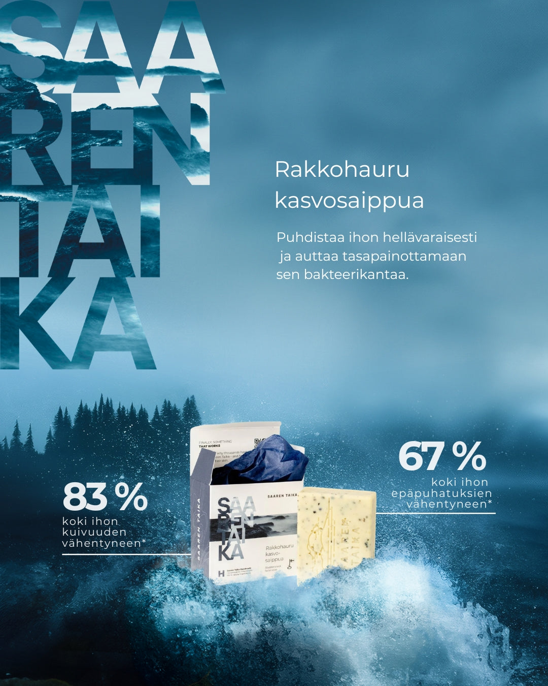 Rakkohauru kasvosaippua, epäpuhtauksiin taipuvaiselle, kuivalle, punoittavalle ja helposti reagoivalle iholle