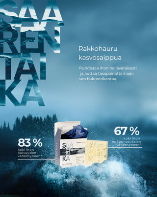 Rakkohauru kasvosaippua, epäpuhtauksiin taipuvaiselle, kuivalle, punoittavalle ja helposti reagoivalle iholle