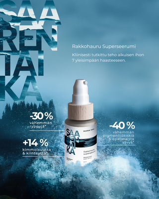 Rakkohauru Superseerumi, vähentää tutkitusti ryppyjä, maksaläiskiä, punoitusta ja ihohuokosia