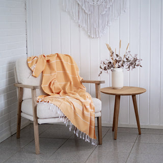 Hamam-pyyhe Sulo Sinapinkeltainen, 100% kierrätyspuuvillaa, 95x180cm, 250g