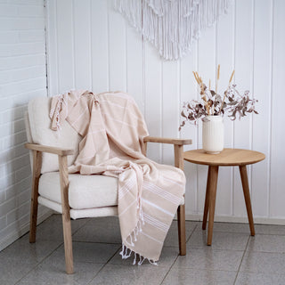 Hamam-pyyhe! Sulo Beige, kierrätyspuuvillaa - Koko 95x180cm, 250g, 100% puuvillaa - Saaren Taika Decor