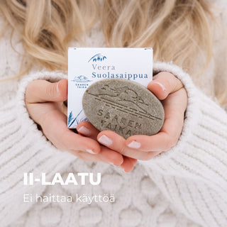 II-LAATU Veera Suolasaippua®, sopii mm. atooppiselle iholle, kutiavalle iholle, akneiholle, 100% luonnollinen, vegaaninen Suolasaippua Saaren Taika