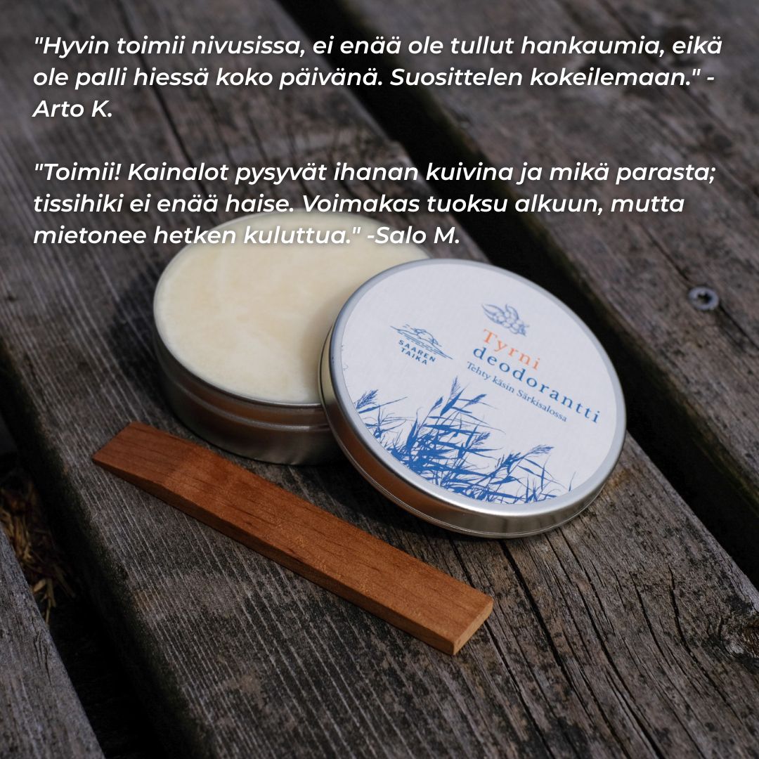 II-LAATU Voidedeodorantti Tyrni on UNISEX, 100% luonnollinen, vegaaninen, alumiiniton ja soodaton, n. 50ml Voidedeodorantti Saaren Taika Handmade