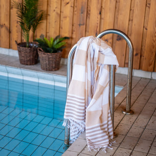 Hamam-pyyhe! Seilori Beige, kierrätyspuuvillaa, Koko 95x175cm, 250g, 100% puuvillaa