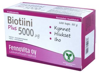 Biotiini Plus 5000 µg + 13 muuta aktiiviainetta 100 kaps. - Fennovita Lisäravinne Fennovita