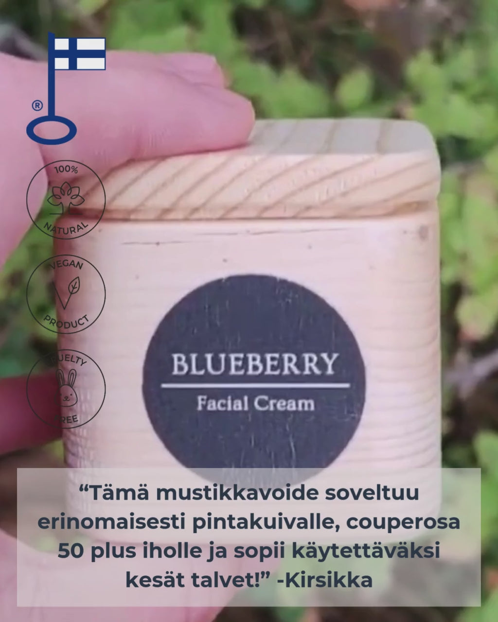II-LAATU Mustikka kasvovoide, hillitsee punoitusta, tasoittaa sävyä, vähentää juonteita, 100% luonnollinen, vegaaninen, 30ml Sheavoide Chosen by Johanna