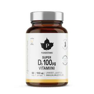 Super D-vitamiini 100 μg, 60 kaps - Puhdistamo Lisäravinne Puhdistamo