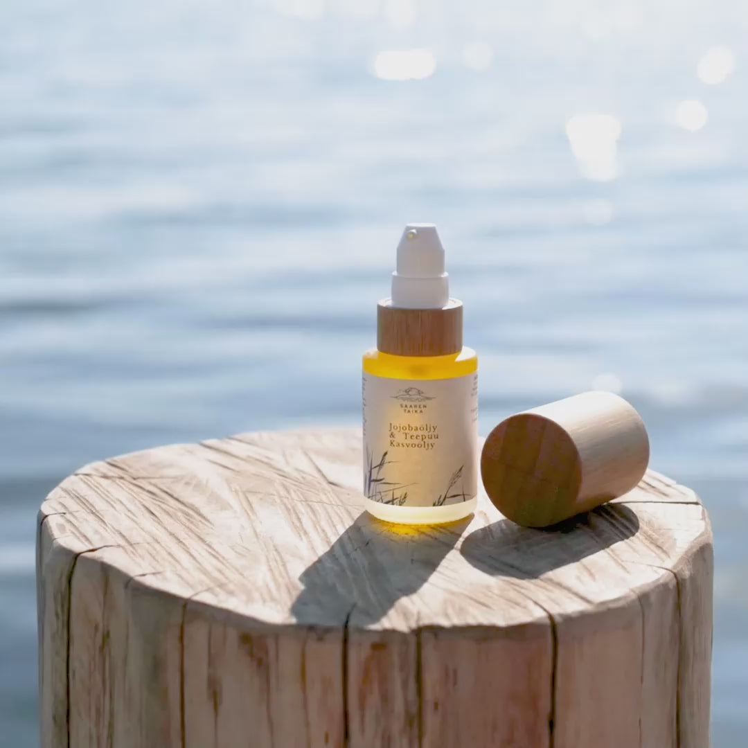 II-LAATU Jojoba & Teepuu kasvoöljy, paras ja tehokas apu näpyille, sopii akneiholle, 100% luonnollinen, vegaaninen Kasvoöljy Saaren Taika Handmade