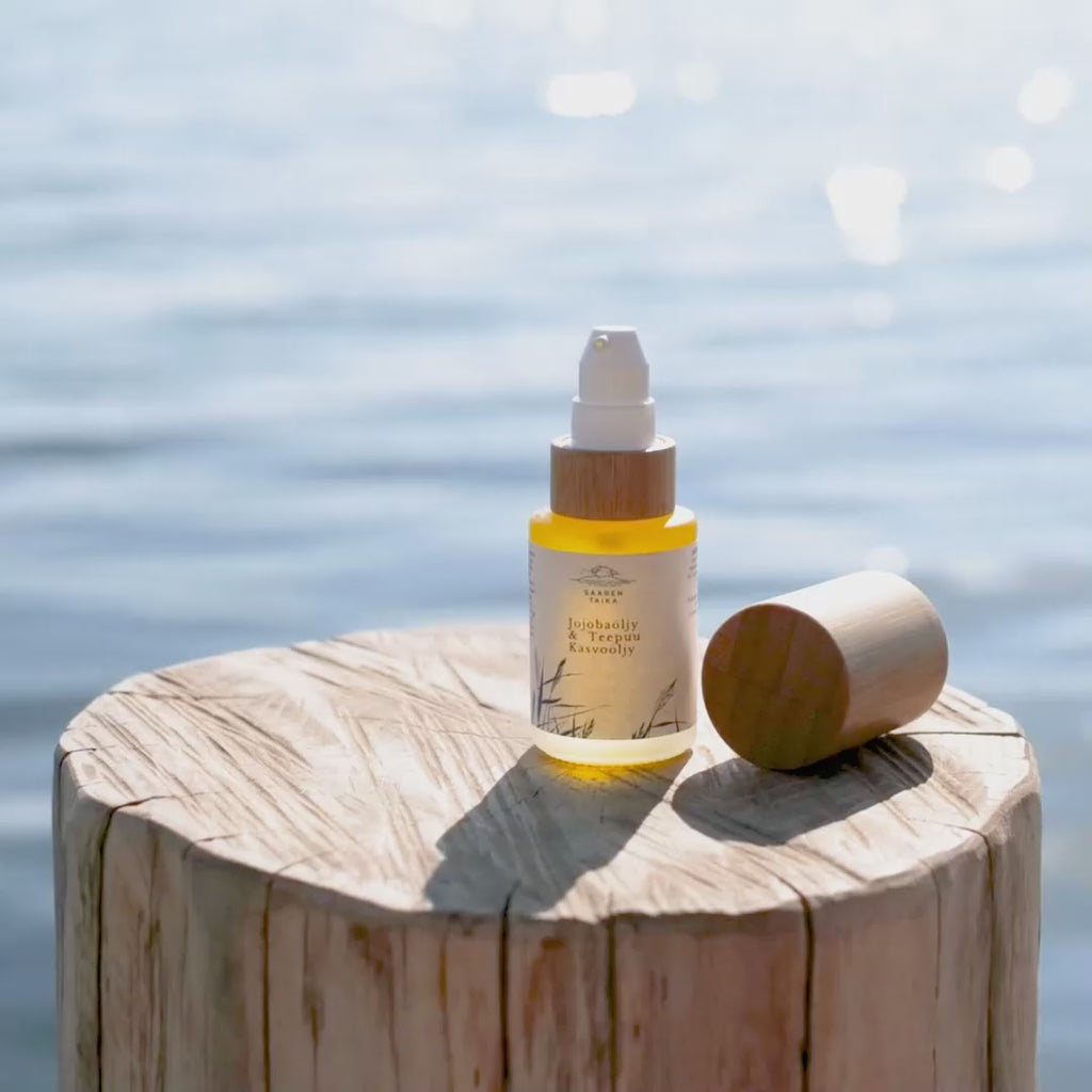 II-LAATU Jojoba & Teepuu kasvoöljy, paras ja tehokas apu näpyille, sopii akneiholle, 100% luonnollinen, vegaaninen Kasvoöljy Saaren Taika Handmade