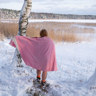 Hamam-pyyhe ripustuslenkillä! Pehmyt Pinkki! - Koko 100x175cm, 100% puuvillaa, paino 430g  - Saaren Taika