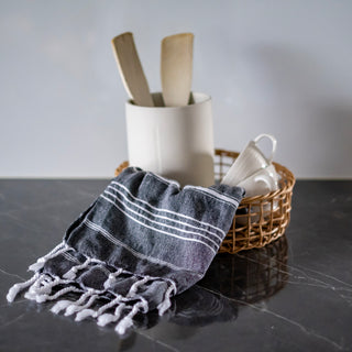 Hamam hand towel Sulo Black 50x100cm, multi-purpose kitchen towel, face towel, bath towel for children, 100% cotton