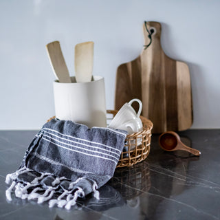 Hamam hand towel Sulo Black 50x100cm, multi-purpose kitchen towel, face towel, bath towel for children, 100% cotton