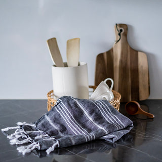Hamam hand towel Sulo Black 50x100cm, multi-purpose kitchen towel, face towel, bath towel for children, 100% cotton