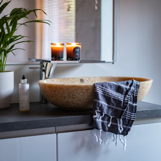 Hamam käsipyyhe/keittiöpyyhe! Sulo Musta- Koko 50x90cm, 100% puuvillaa, paino 125g  - Saaren Taika Decor