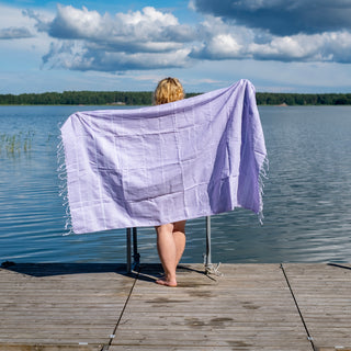 Hamam-pyyhe Sulo Lila - Koko 100x175cm, 100% puuvillaa, paino 270g - Saaren Taika
