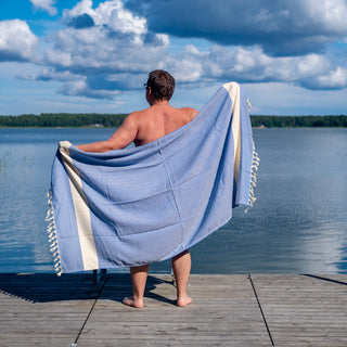 Hamam-pyyhe Pehmeä Sininen - Koko 100x170cm, 100% puuvillaa, paino 430g - Saaren Taika